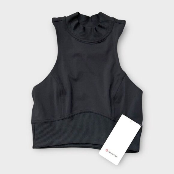 NWT Lululemon Train Free Crop Tank Graphite Grey 4 Activewear NEW - Picture 5 of 9